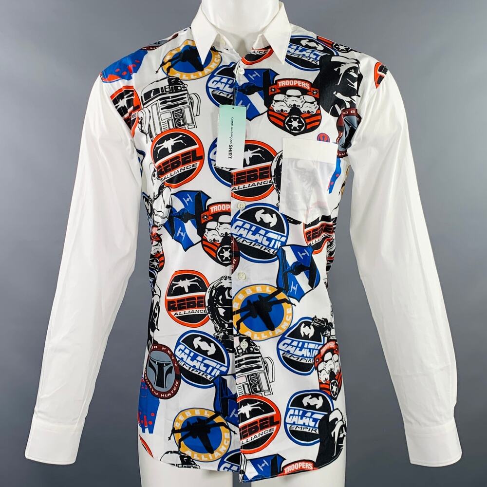 M Star Wars White Multi Color Print Cotton Long Sleeve Shirt